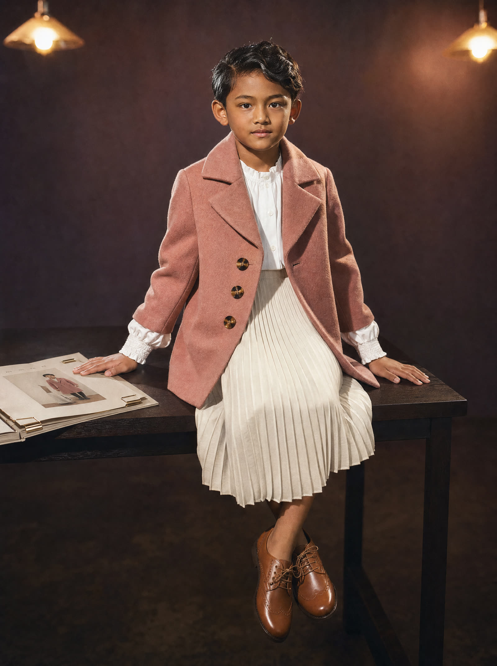 A child model in a Kenzo Kids lookbook outfit