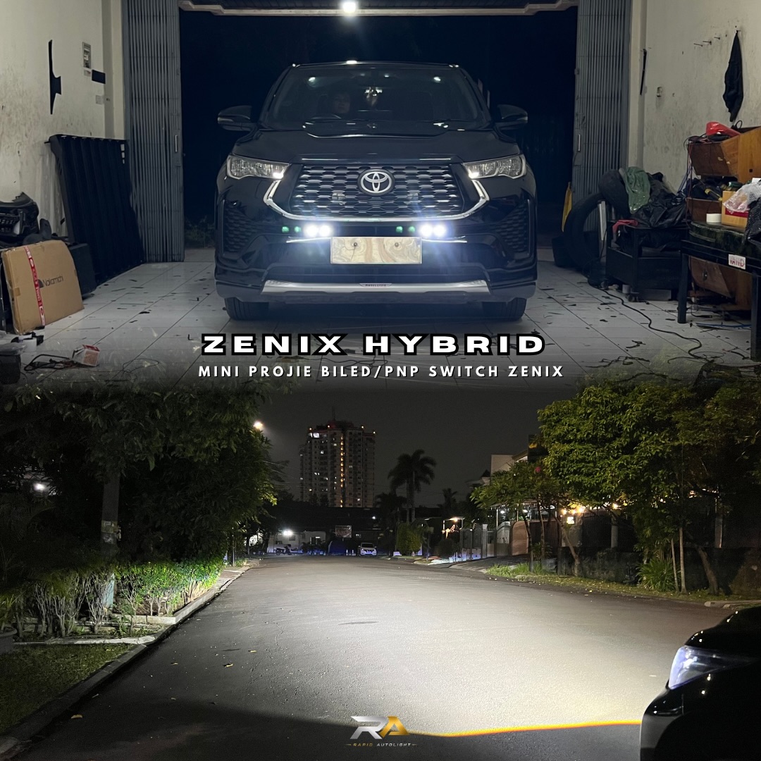 Toyota Innova Zenix Hybrid dengan mini projie biled menyala
