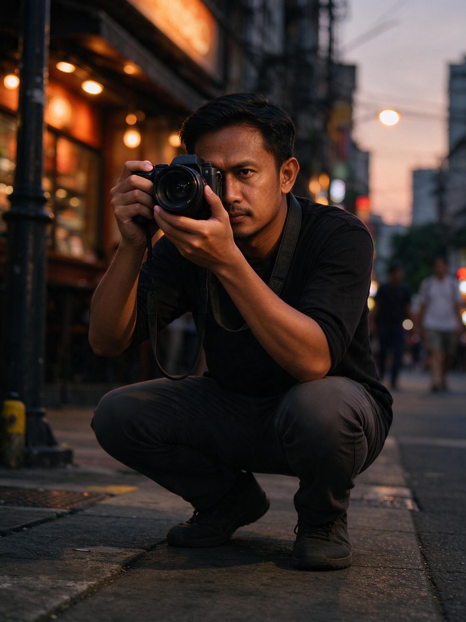 Aruna menyiapkan kamera sebelum sesi