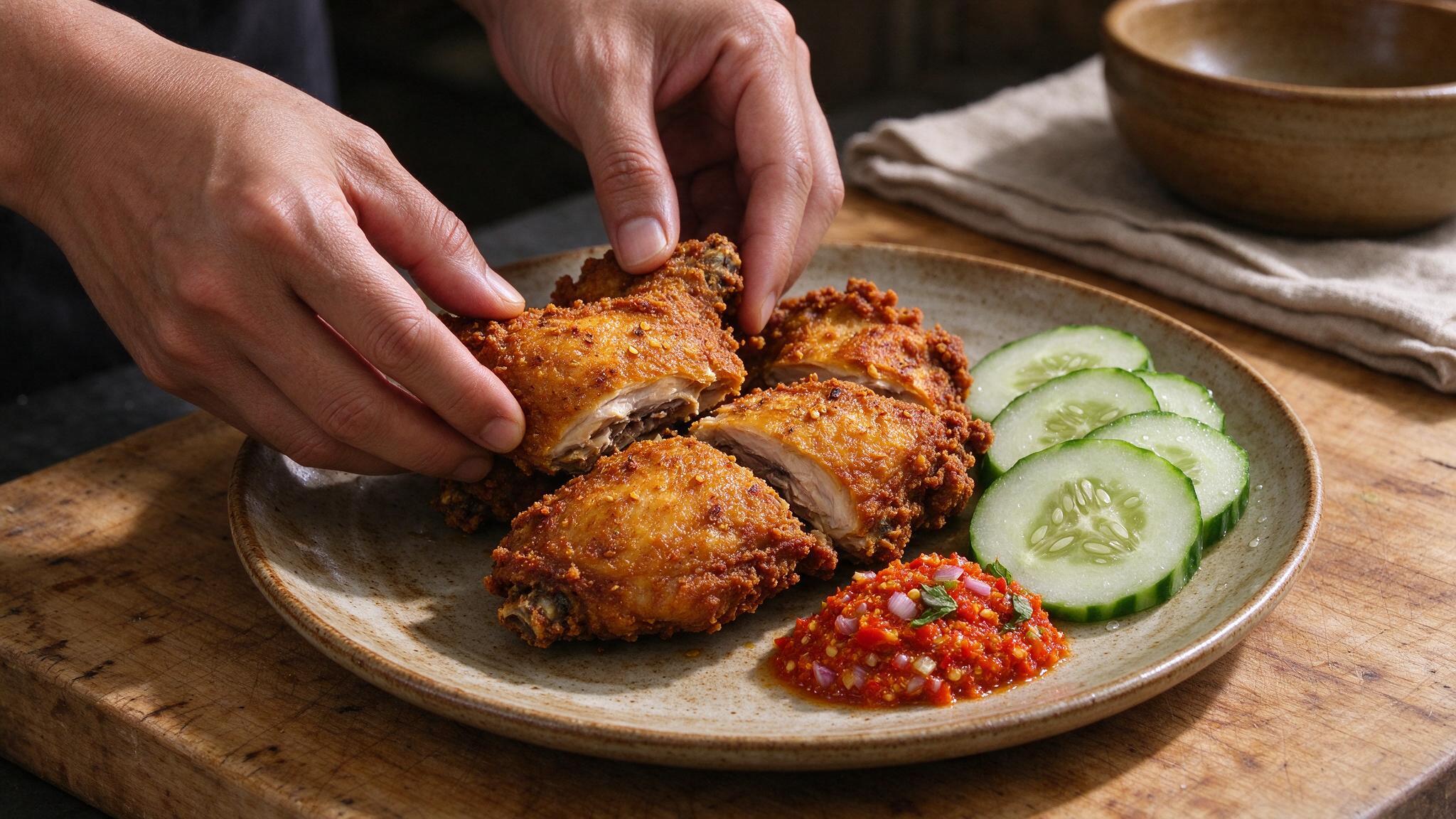 Ayam goreng baru diangkat