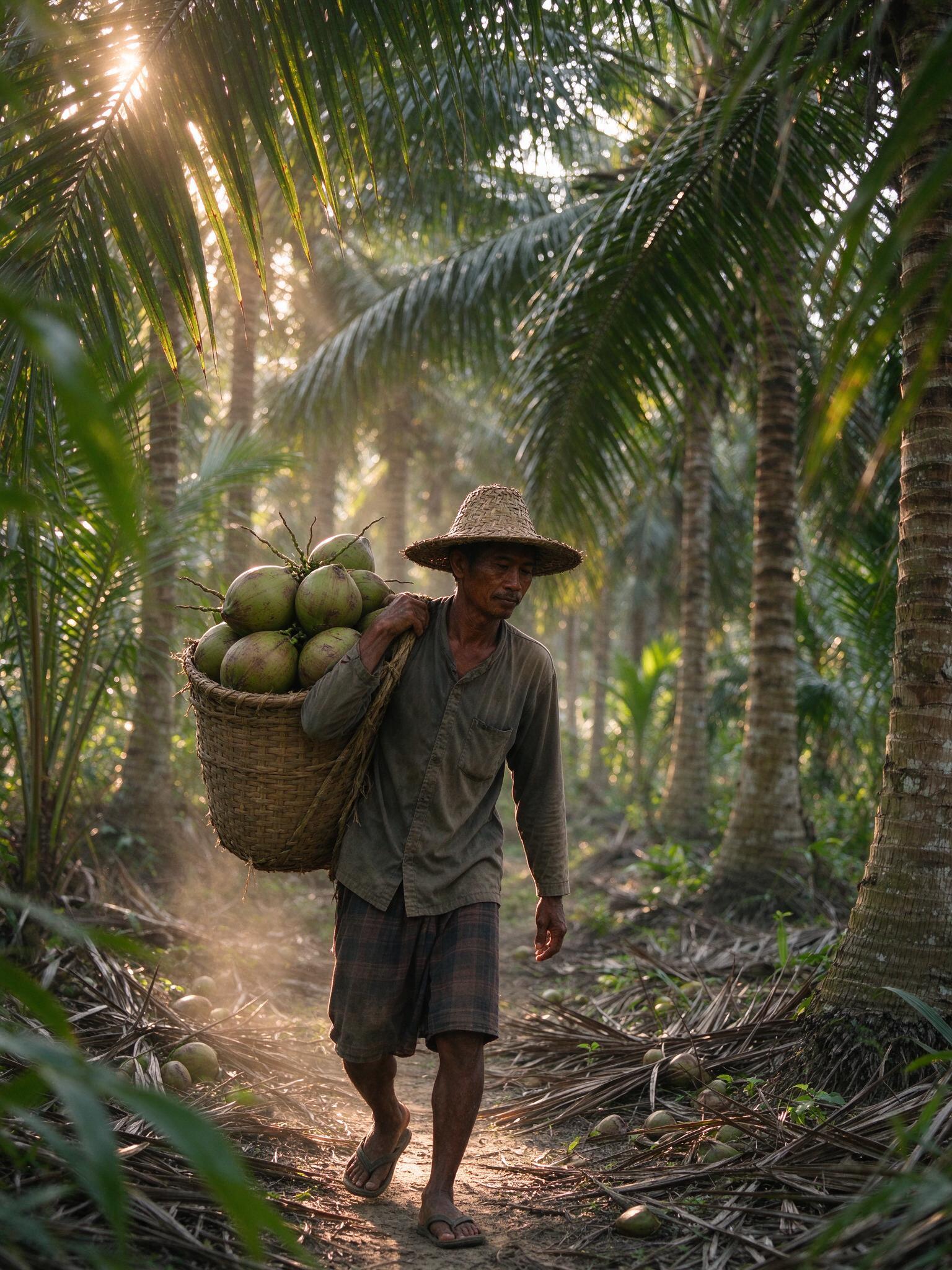 Farmer with coconuts