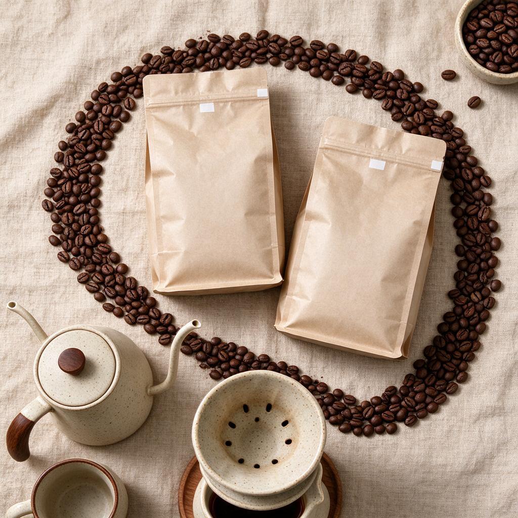 Flat lay produk kopi artisan